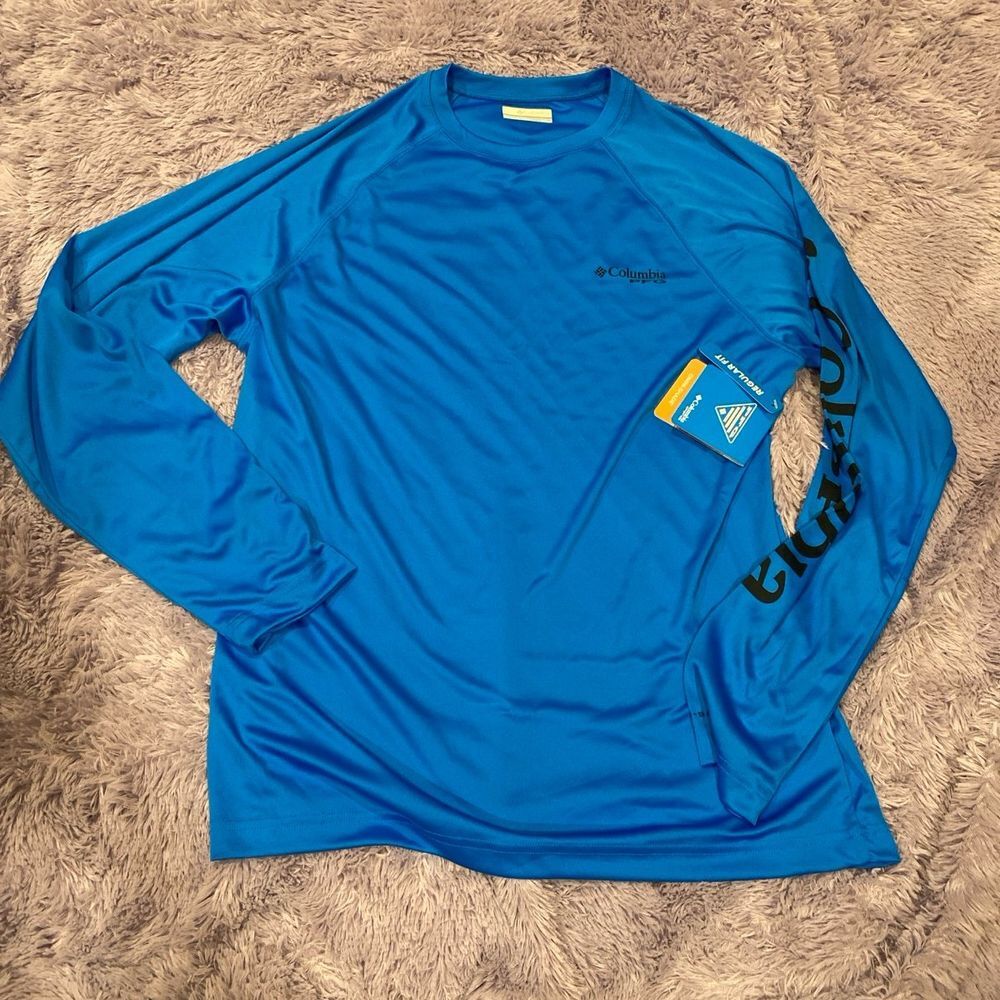 Men's Columbia Blue‎ Deep Wave Long Sleeve Omni Shade size small